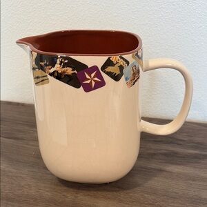 Western Moments Cream Ceramic Pitcher with Western Motif